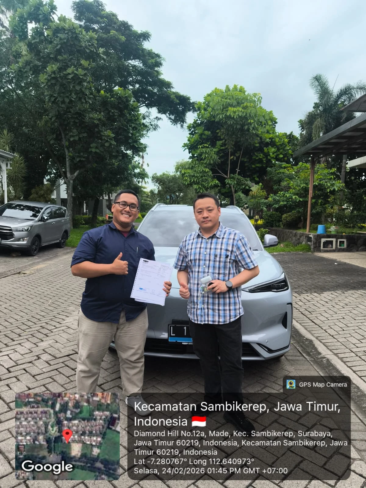 Dokumentasi serah terima unit Geely Ambara Gubeng Surabaya